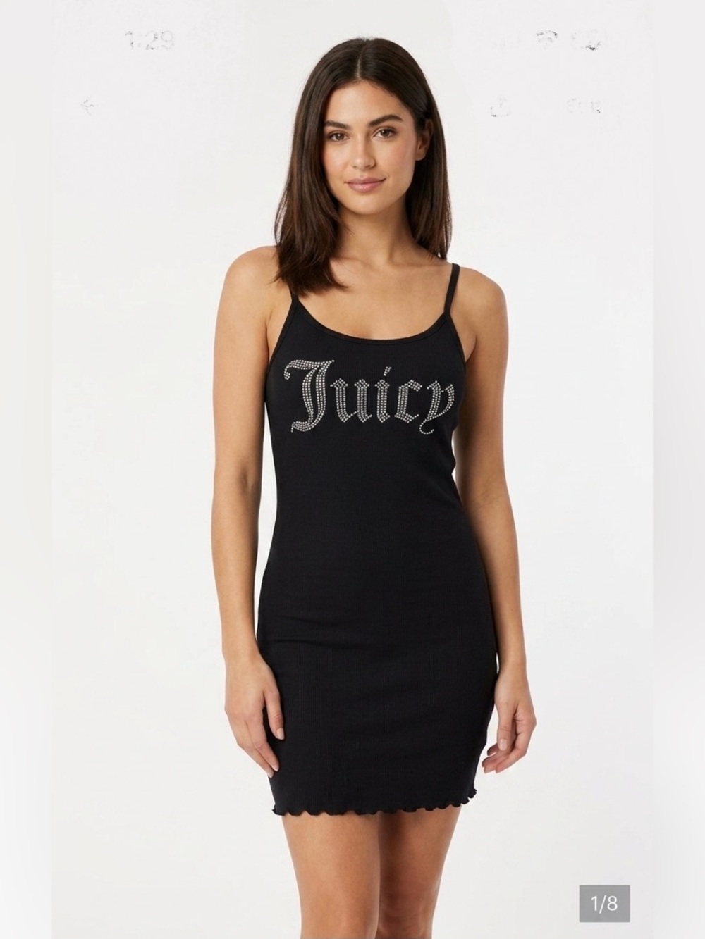 Juicy Couture Black Ribbed Sleepwear Dress with Rhinestone Logo Size Small